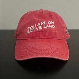“You are on Native Land” Indigenous support Red Embroidered baseball cap